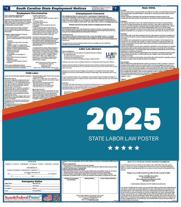 PREORDER - South Carolina State Labor Law Poster 2025