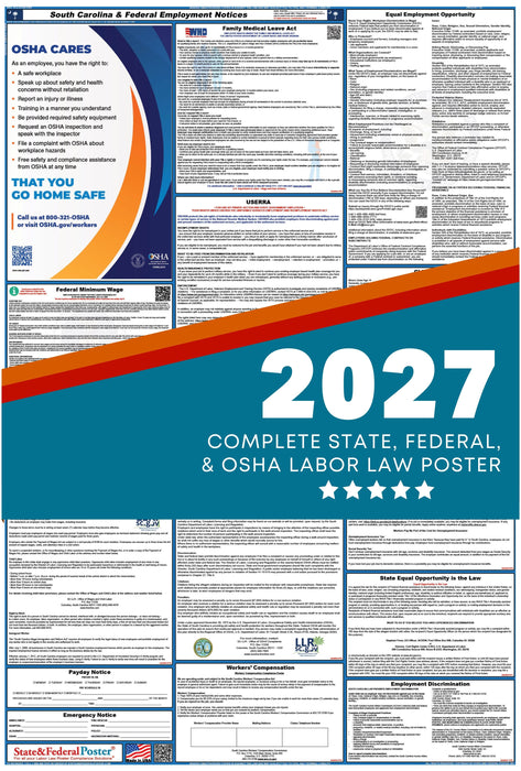 South Carolina State and Federal Labor Law Poster 2027 - State and Federal Poster