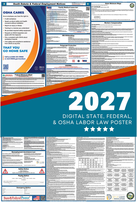 Digital South Dakota Labor Law Poster 2027 - State and Federal Poster
