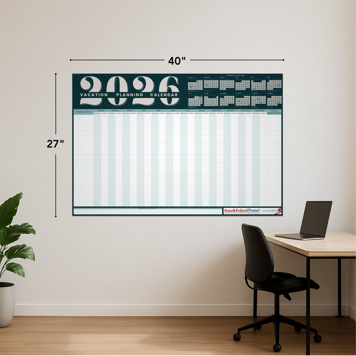 2026 Vacation Planning Calendar 40x27 - Horizontal