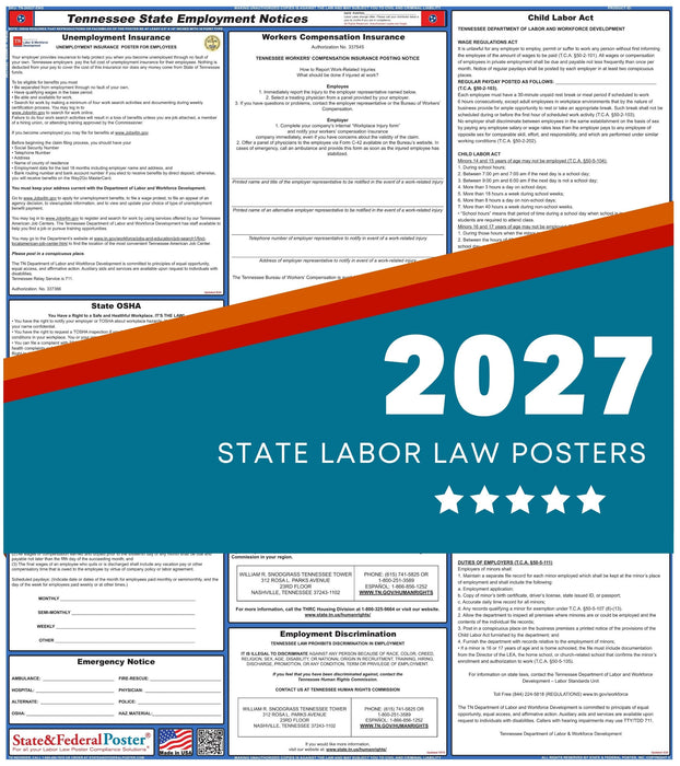 Tennessee State Labor Law Poster 2027 - State and Federal Poster
