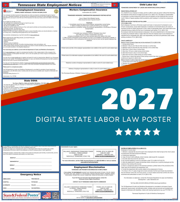 Tennessee State Labor Law Poster 2027 - State and Federal Poster