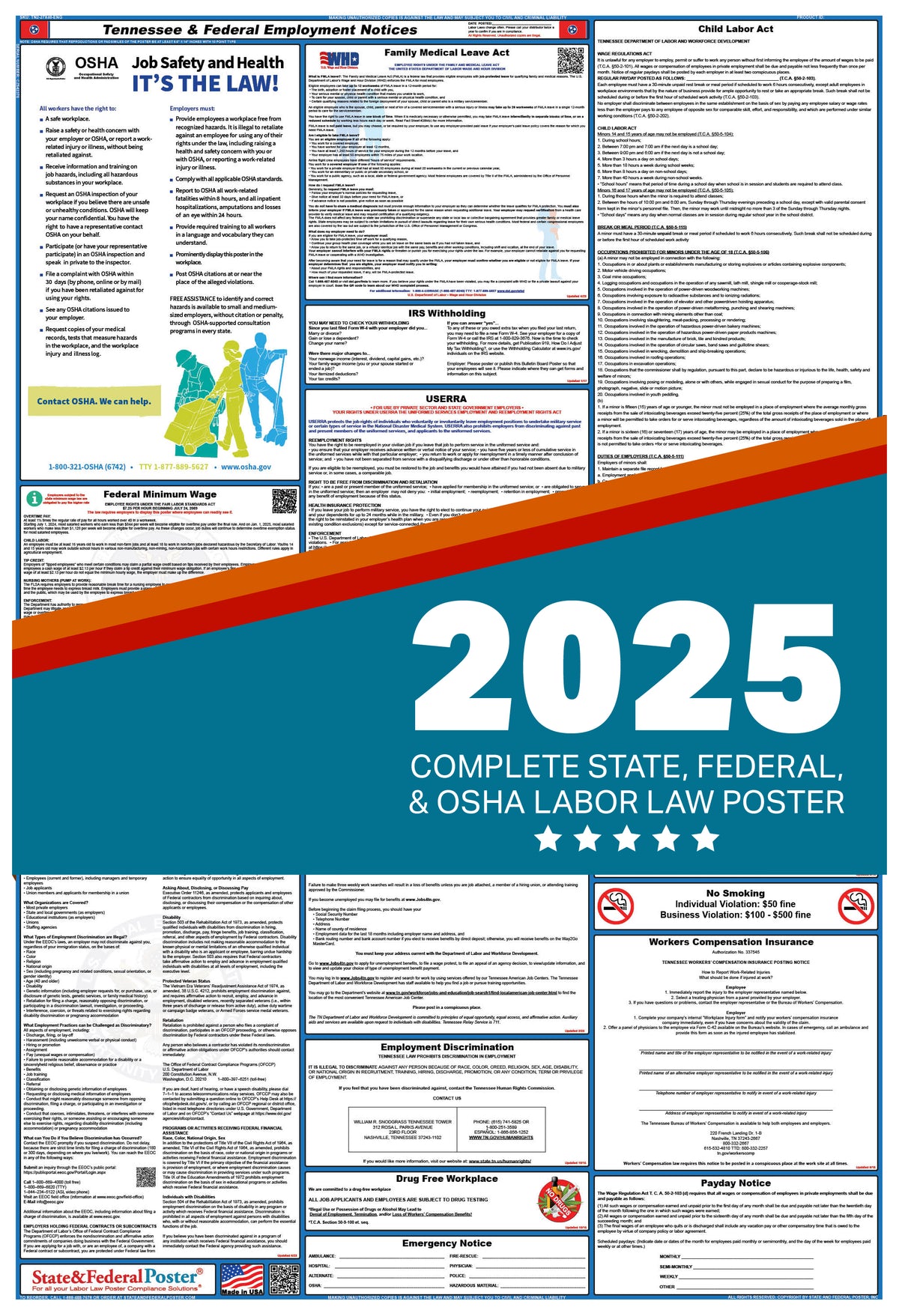Tennessee Labor Law Poster 2025 — State and Federal Poster