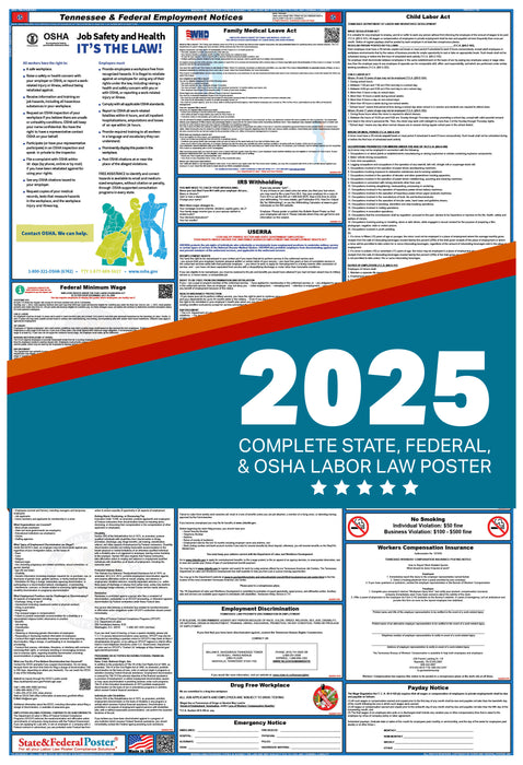 PREORDER - Tennessee State and Federal Labor Law Poster 2025