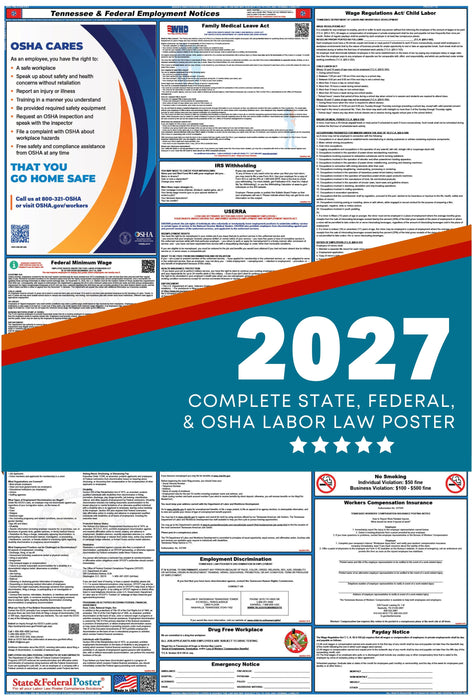 Tennessee State and Federal Labor Law Poster 2027 - State and Federal Poster