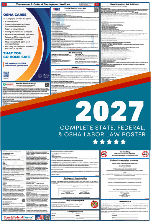 Tennessee State and Federal Labor Law Poster 2027 - State and Federal Poster