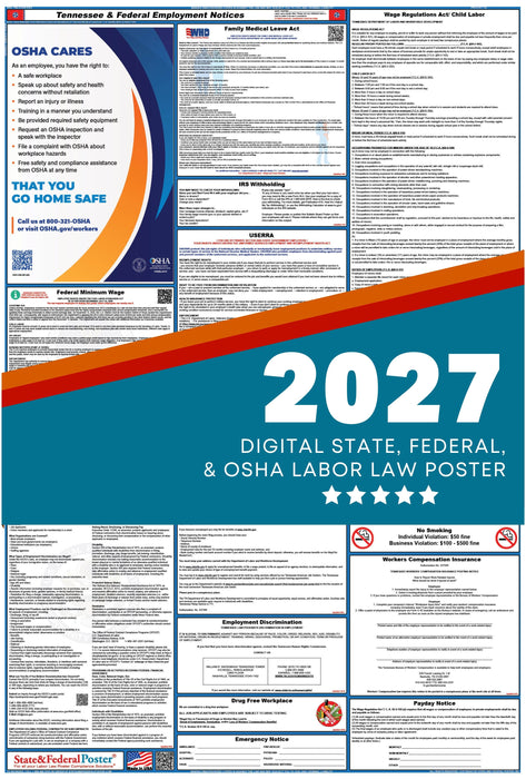 Digital Tennessee Labor Law Poster 2027 - State and Federal Poster