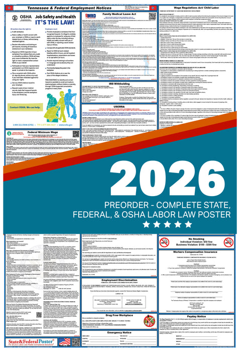 PREORDER - Tennessee State and Federal Labor Law Poster 2026