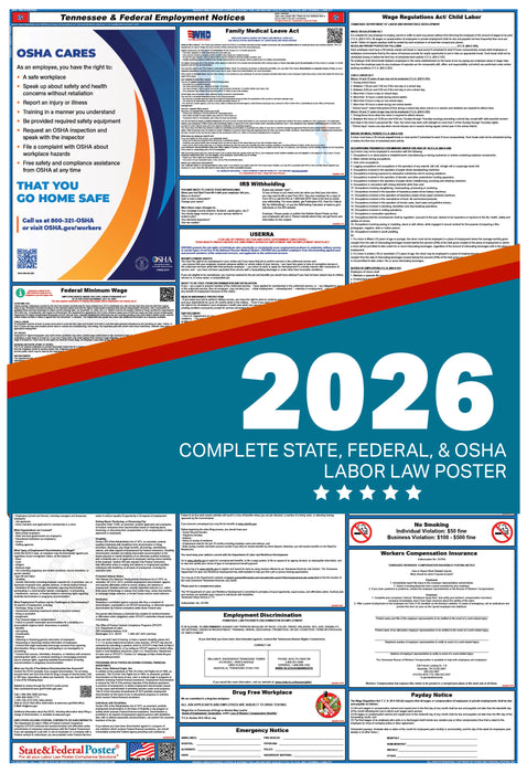 Tennessee State and Federal Labor Law Poster 2026 - State and Federal Poster