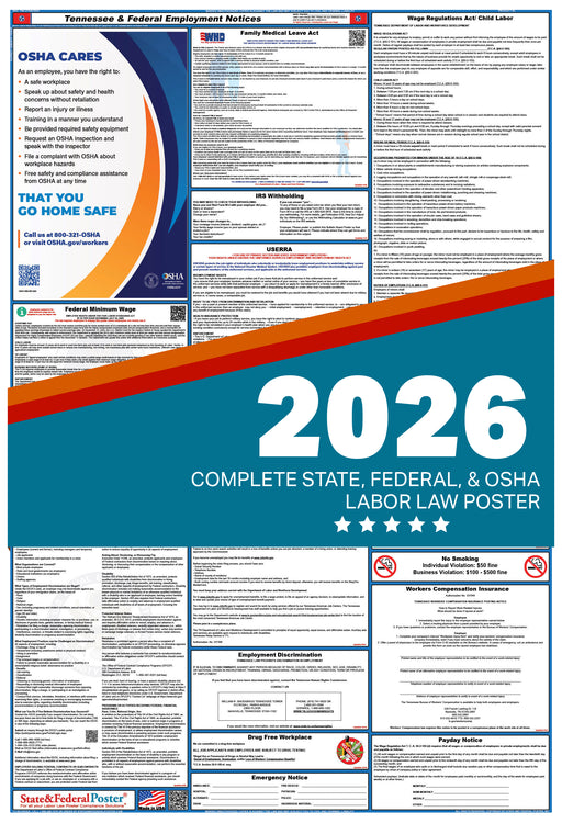 Tennessee State and Federal Labor Law Poster 2026 - State and Federal Poster