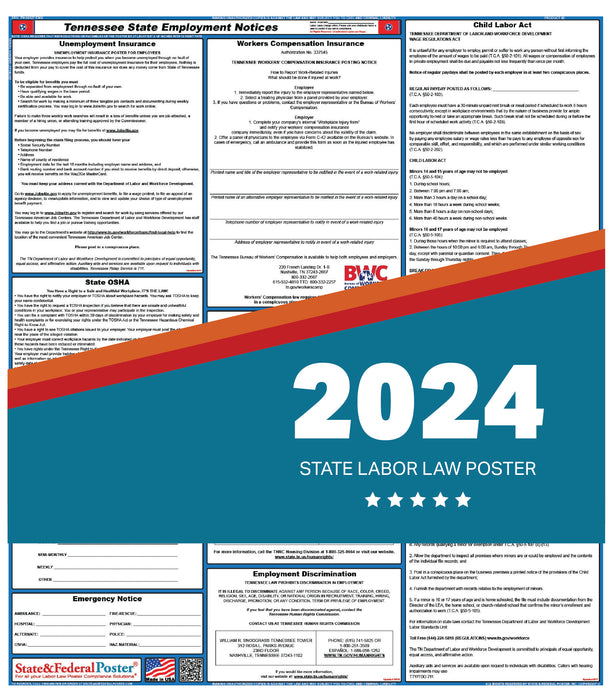 Tennessee State Labor Law Poster 2024