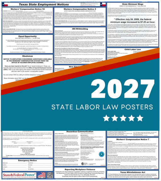 Texas State Labor Law Poster 2027 - State and Federal Poster