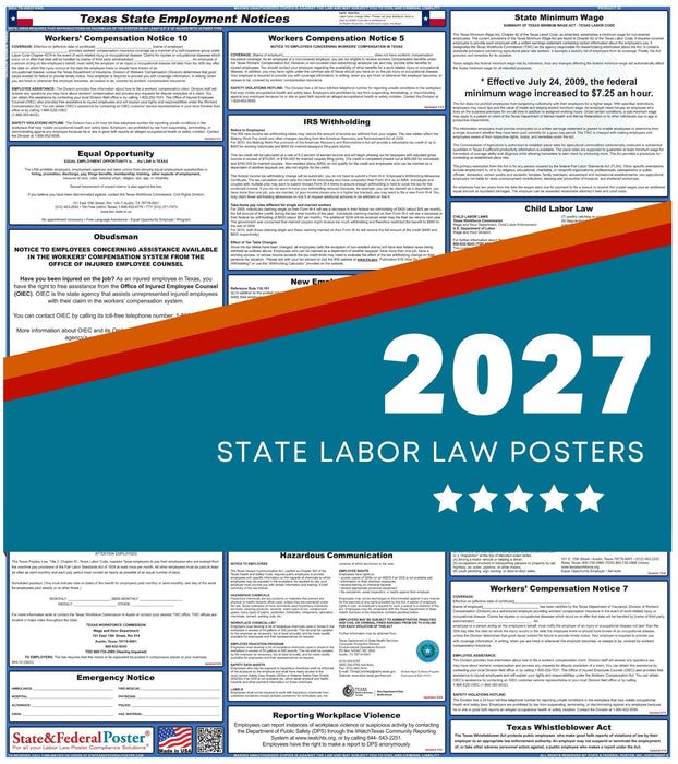 Texas State Labor Law Poster 2027 - State and Federal Poster