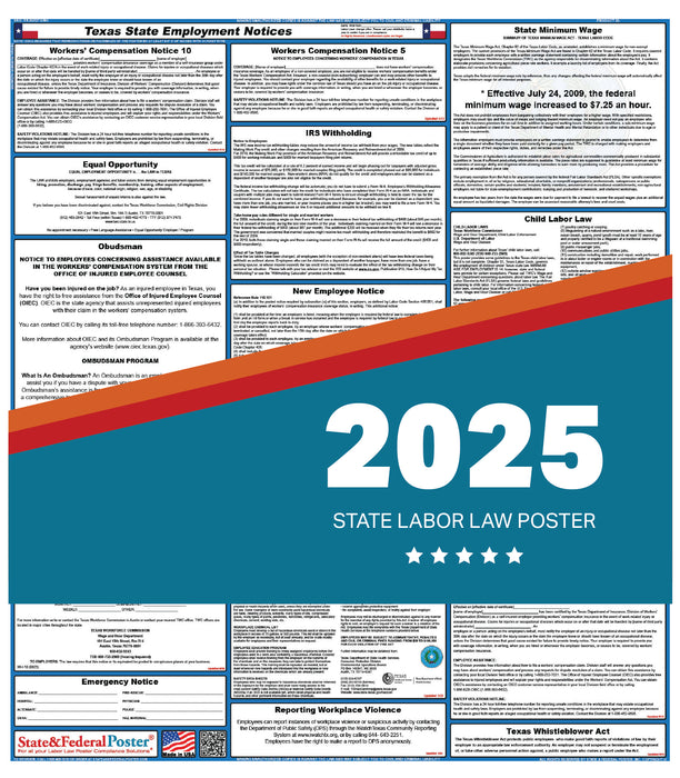 PREORDER - Texas State Labor Law Poster 2025