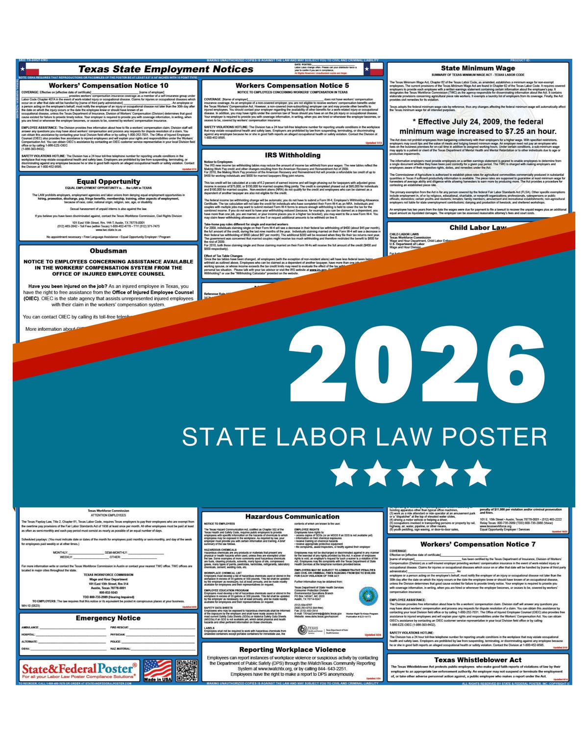 Texas State Labor Law Poster 2026 — State and Federal Poster