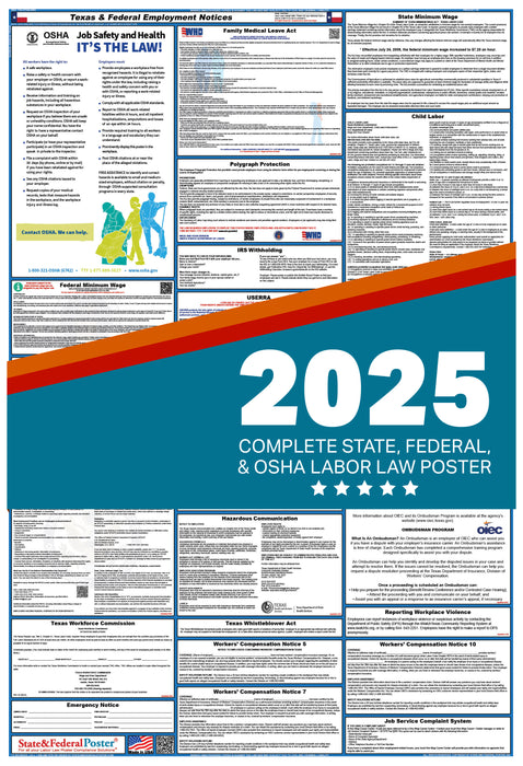 PREORDER - Texas State and Federal Labor Law Poster 2025