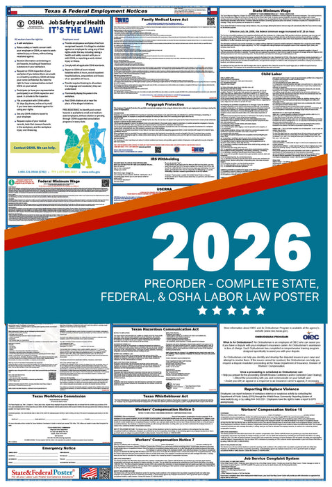 PREORDER - Digital Texas Labor Law Poster 2026