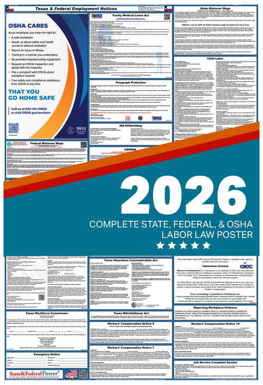 Texas State and Federal Labor Law Poster 2026 - State and Federal Poster