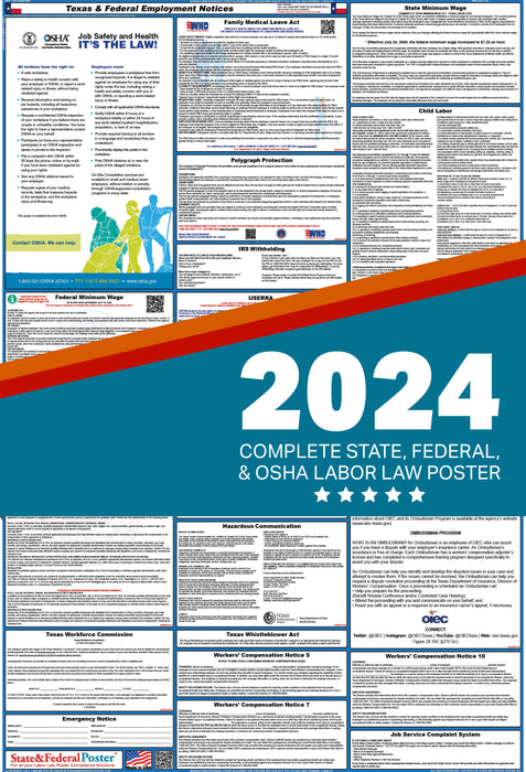 PREORDER - Texas State and Federal Labor Law Poster 2024
