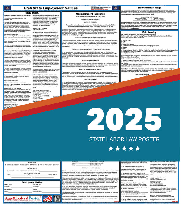 PREORDER - Utah State Labor Law Poster 2025