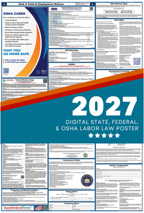 Digital Utah Labor Law Poster 2027 - State and Federal Poster
