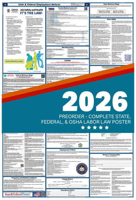 PREORDER - Utah State and Federal Labor Law Poster 2026