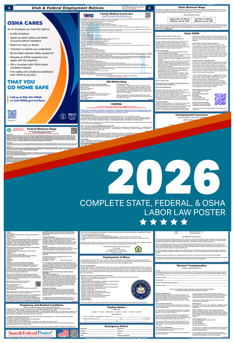 Digital Utah Labor Law Poster 2026 - State and Federal Poster