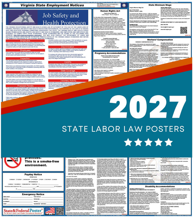 Virginia State Labor Law Poster 2027 - State and Federal Poster