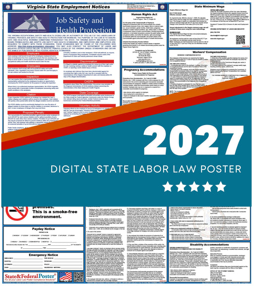 Virginia State Labor Law Poster 2027 - State and Federal Poster