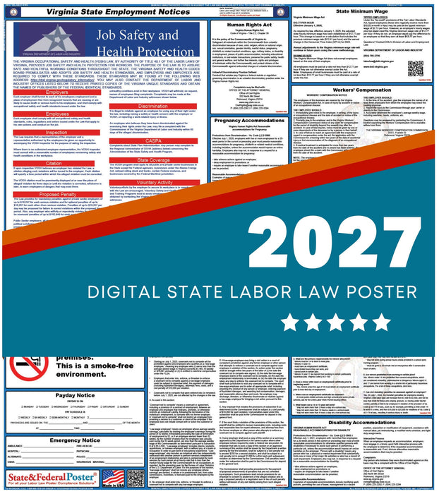 Virginia State Labor Law Poster 2027 - State and Federal Poster