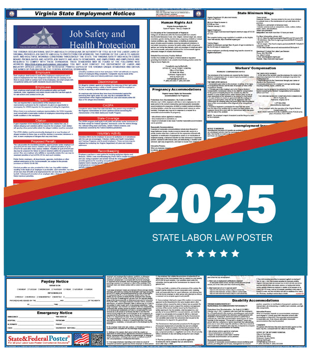 PREORDER - Virginia State Labor Law Poster 2025