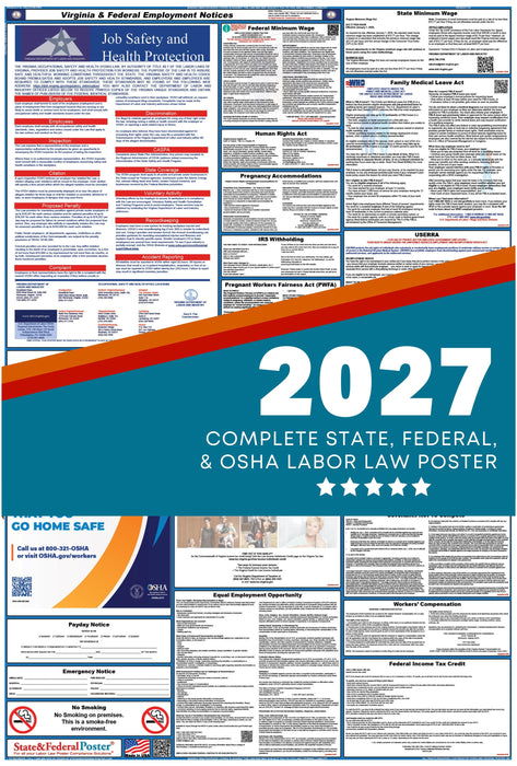 Virginia State and Federal Labor Law Poster 2027 - State and Federal Poster