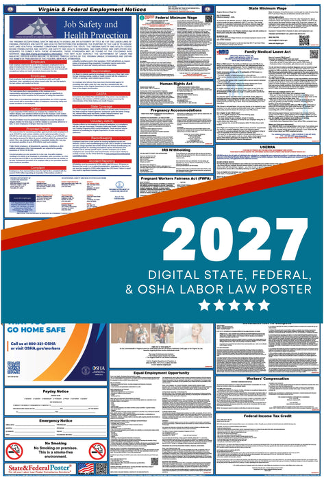 Digital Virginia Labor Law Poster 2027 - State and Federal Poster