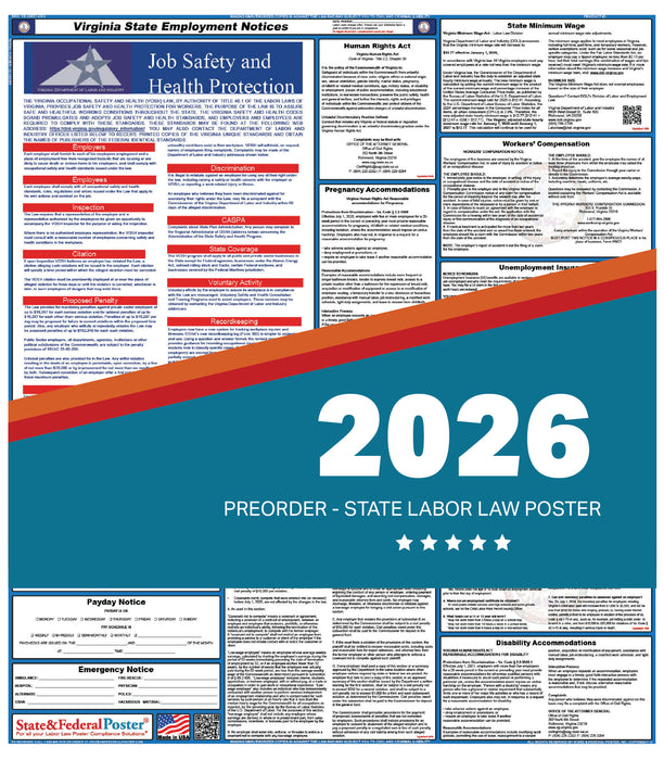 PREORDER - Virginia State Labor Law Poster 2026