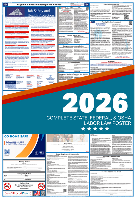 Digital Virginia Labor Law Poster 2026 - State and Federal Poster