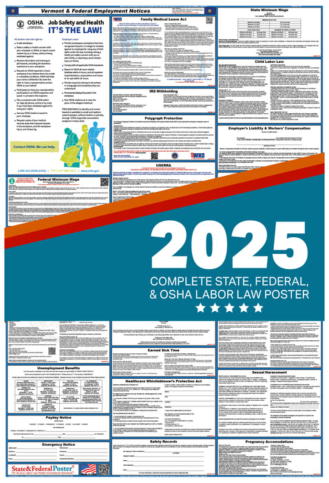 PREORDER - Vermont State and Federal Labor Law Poster 2025