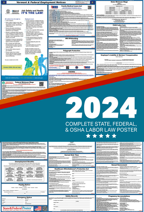 Vermont State and Federal Labor Law Poster 2024