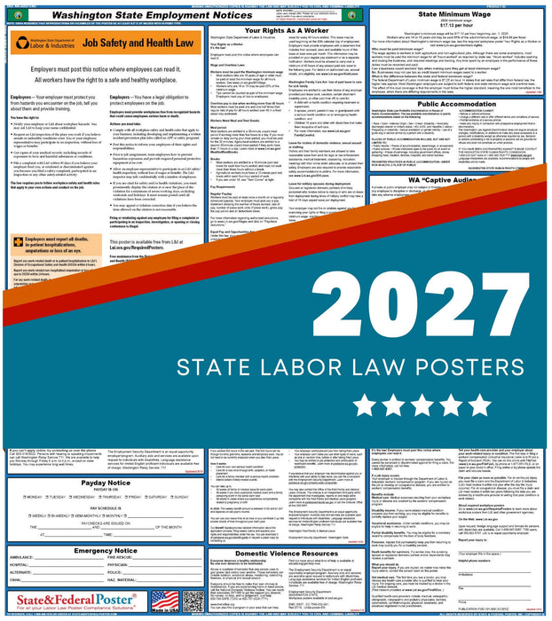Washington State Labor Law Poster 2027 - State and Federal Poster