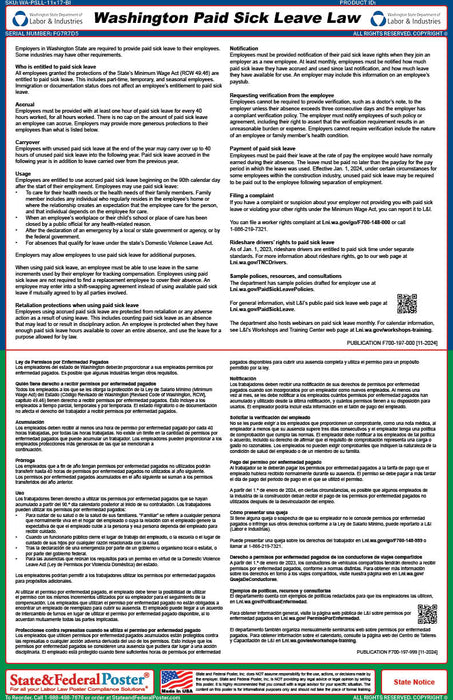 Digital Washington Paid Sick Leave Poster (Bilingual)
