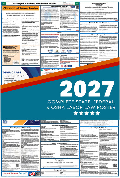 Washington State and Federal Labor Law Poster 2027 - State and Federal Poster