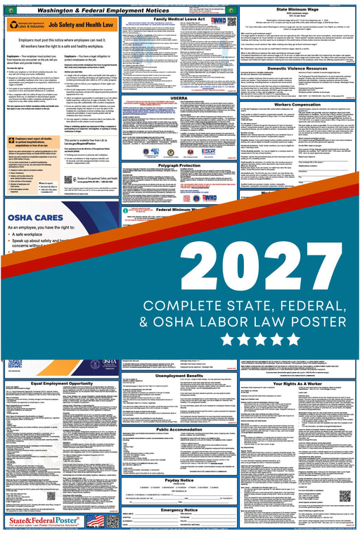 Washington State and Federal Labor Law Poster 2027 - State and Federal Poster