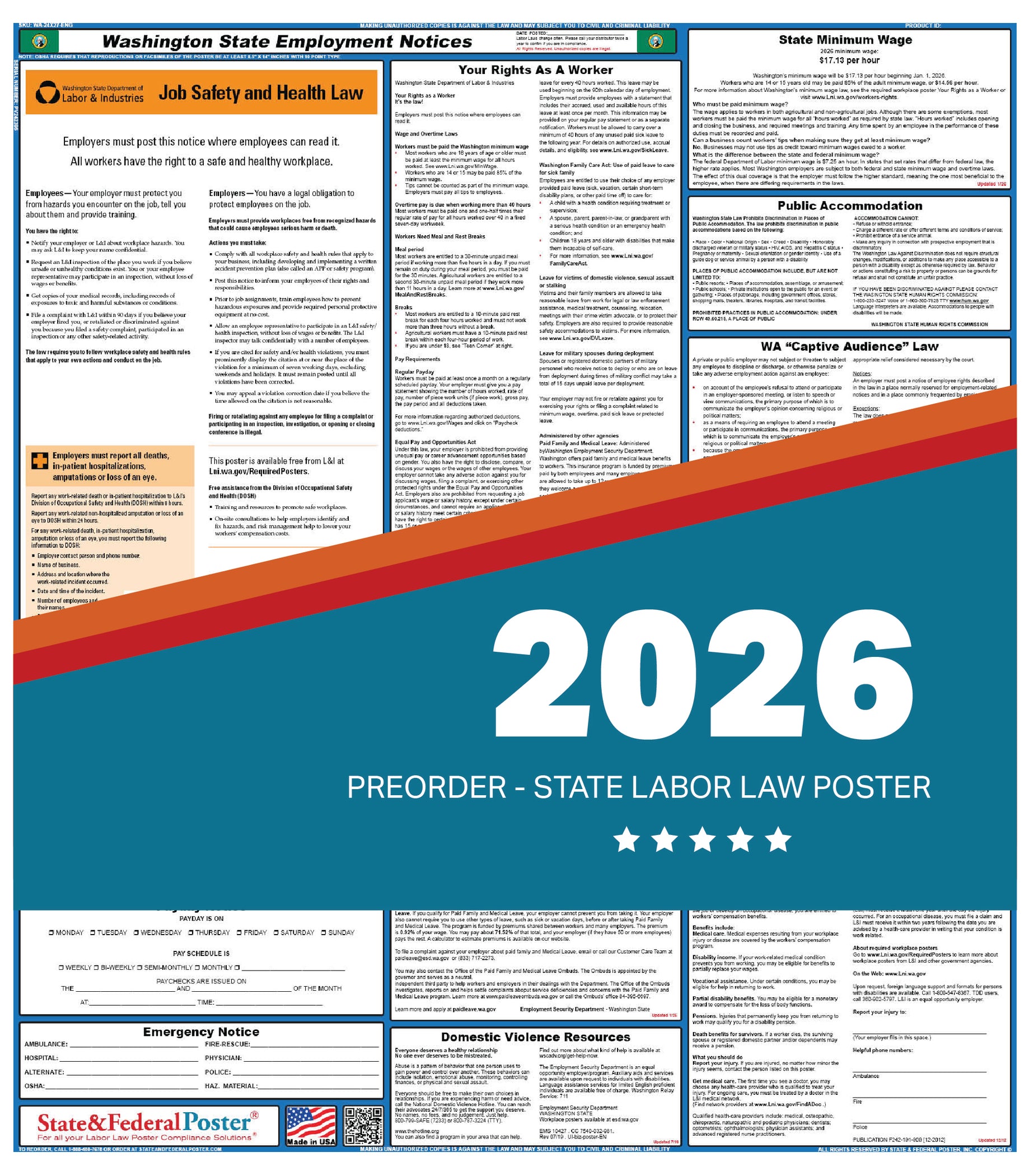 Washington State Labor Law Poster 2026 — State and Federal Poster