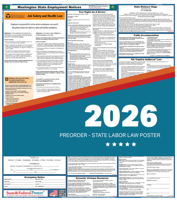PREORDER - Washington State Labor Law Poster 2026