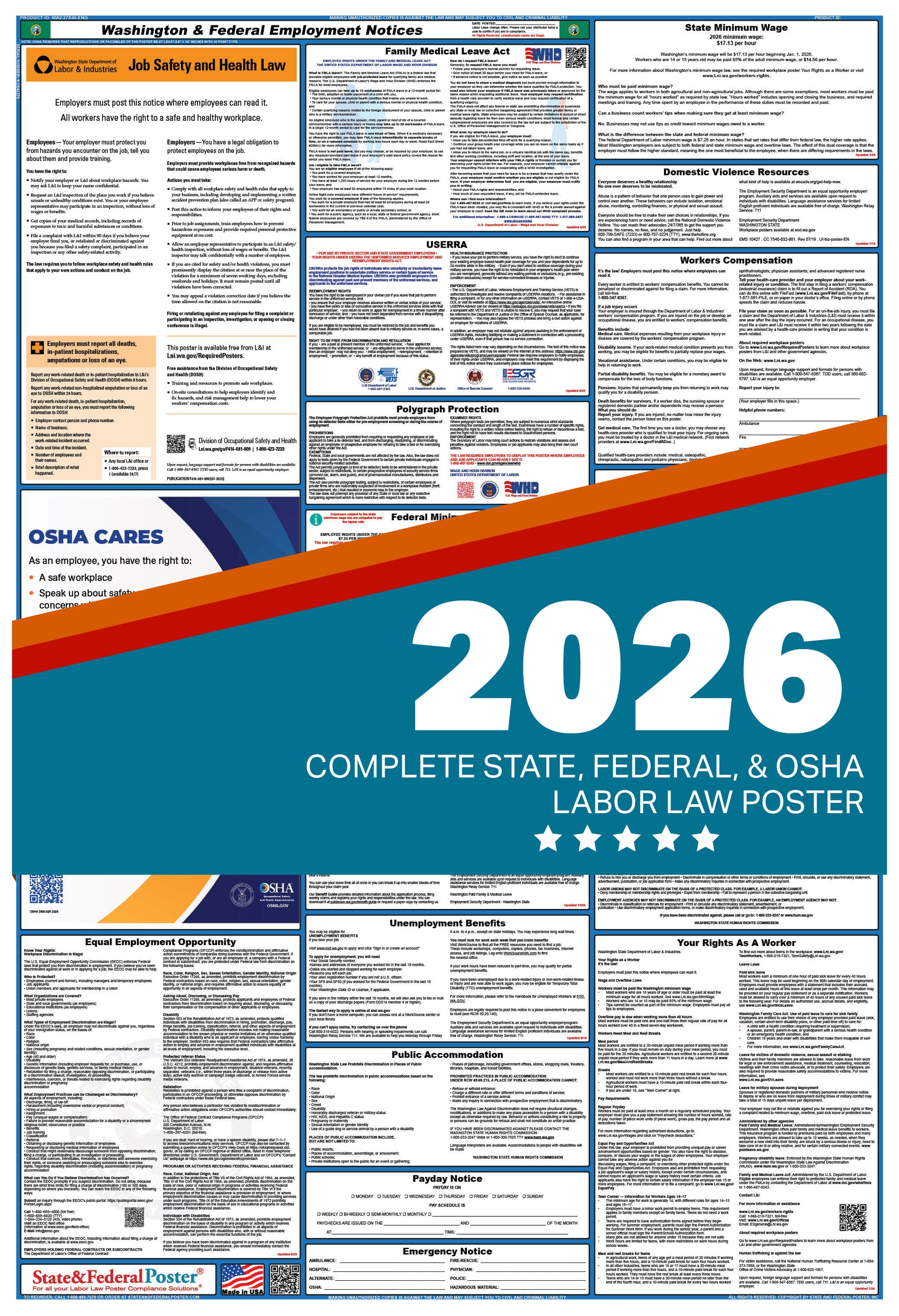 Washington Labor Law Poster 2026 — State and Federal Poster