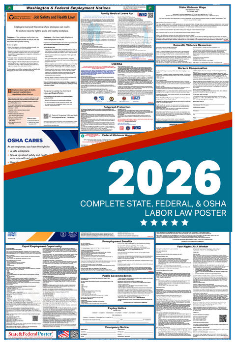 Digital Washington Labor Law Poster 2026 - State and Federal Poster