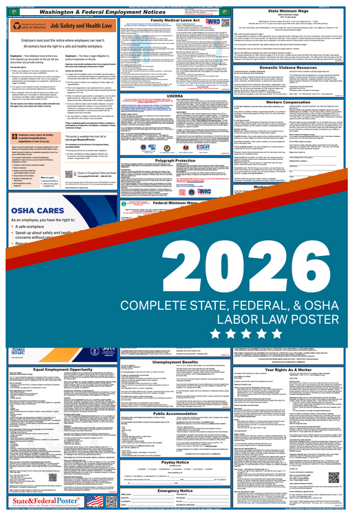Digital Washington Labor Law Poster 2026 - State and Federal Poster