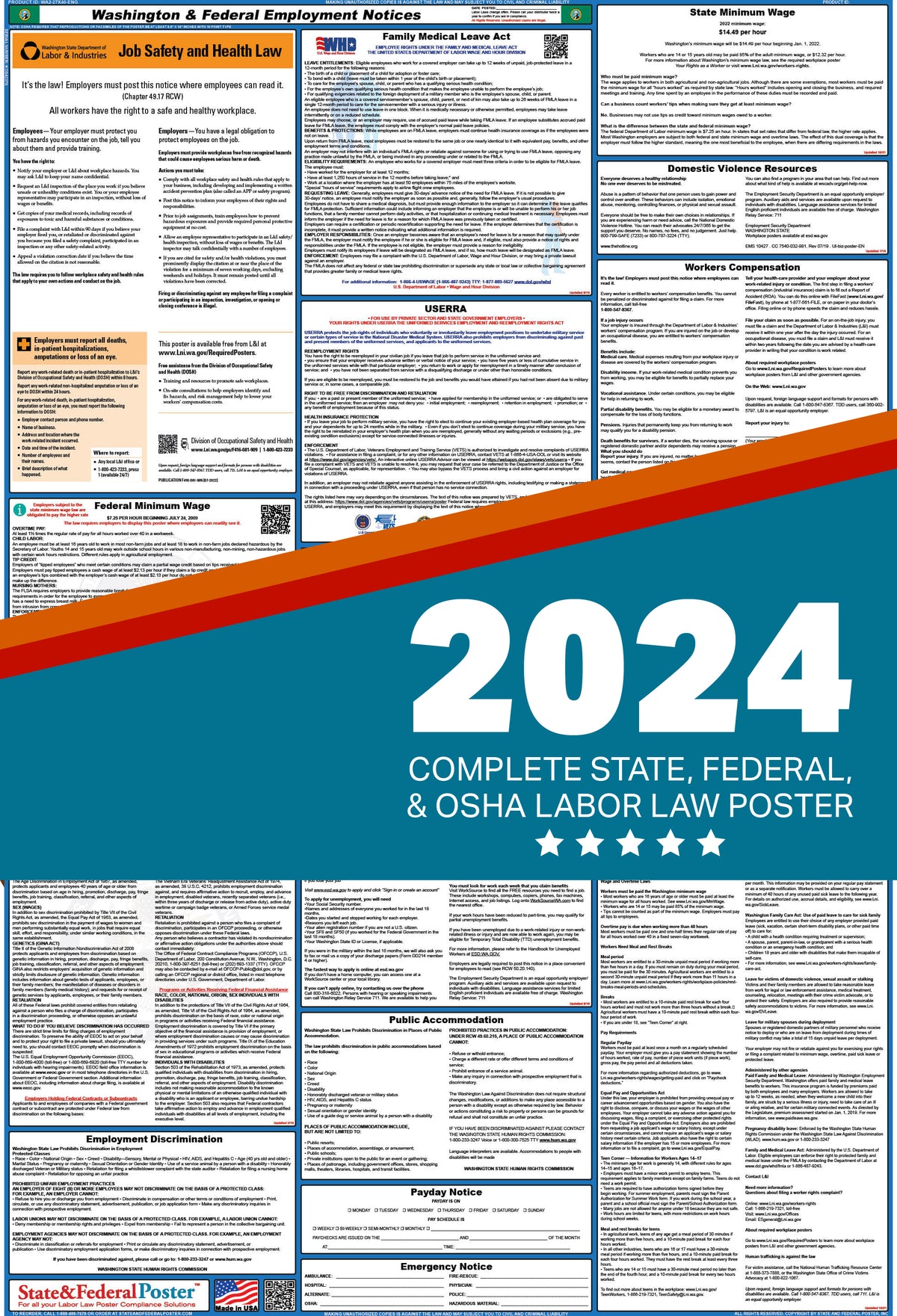 Washington State and Federal Labor Law Poster 2024 — State and Federal  Poster