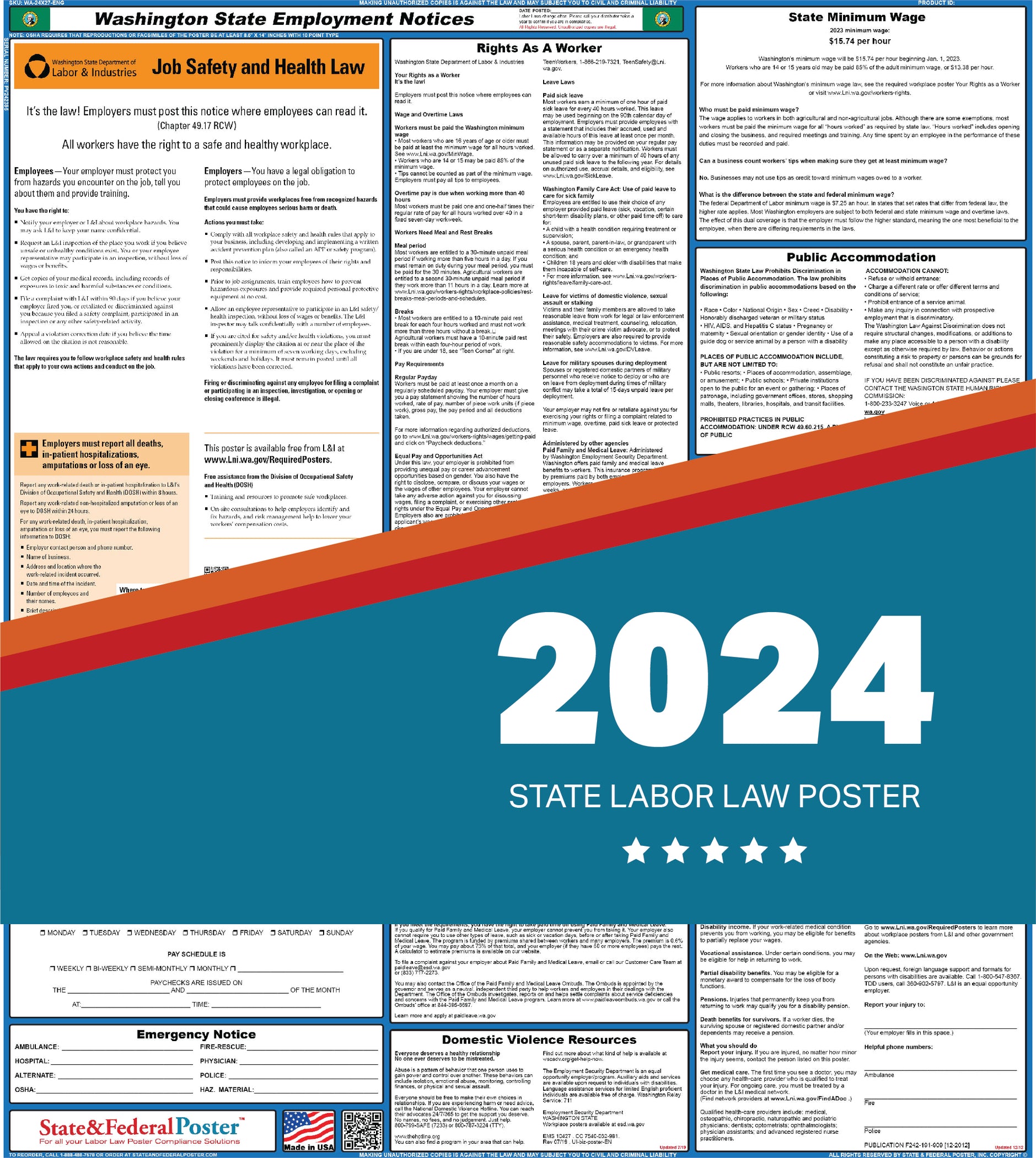 Washington State Labor Law Poster 2024 — State and Federal Poster