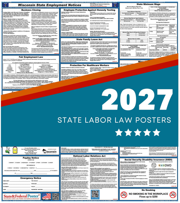Wisconsin State Labor Law Poster 2027 - State and Federal Poster