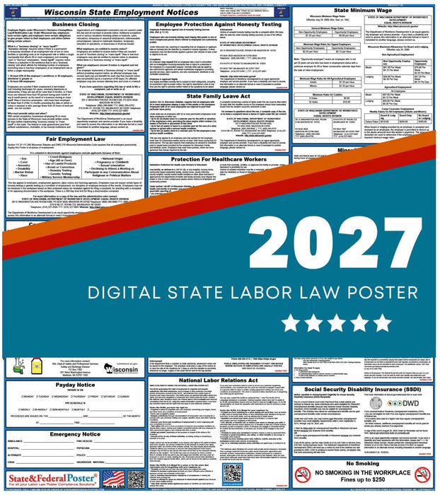 Wisconsin State Labor Law Poster 2027 - State and Federal Poster